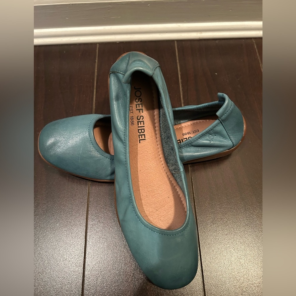 Josef Seibel Pippa Leather Ballet Flats - Teal Blue - EU 36 / US 5.5-6